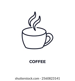 coffee outline icon. Linear vector from hotel concept. Thin line coffee icon isolated on white background