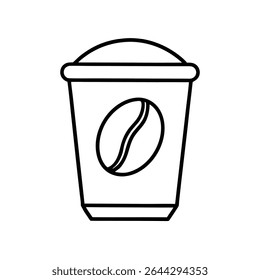 Coffee Outline Icon Representing Hot Beverage, Café, or Break Time Isolated on White Background
