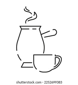 Coffee outline icons. Vector Cup of hot drink. Black coffee and energy in office line icon 