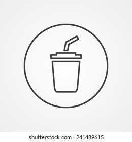 coffee outline thin symbol, dark on white background, logo editable, creative template 