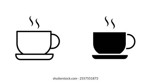 Coffee outlined and solid icon vector collection.
