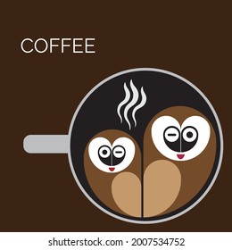 coffee owl logo. coffee icon