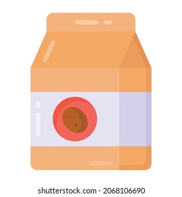 Coffee pack flat style icon, editable vector 