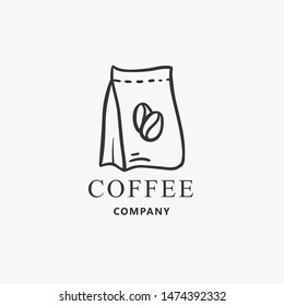 coffee pack hand drawn logo