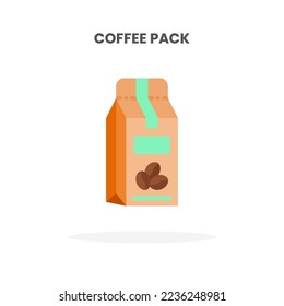 Coffee Pack icon flat. Vector illustration on white background. Can used for web, app, digital product, presentation, UI and many more.