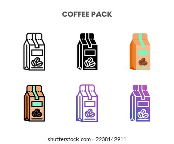 Coffee Pack icons vector illustration set line, flat, glyph, outline color gradient. Great for web, app, presentation and more. Editable stroke and pixel perfect.