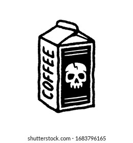 COFFEE PACK WITH SKULL BLACK WHITE BACKGROUND