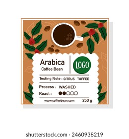 Coffee package design set. Label collection, template for brand packaging hand roasted coffee beans. Vector illustration of happy pickers harvest red berries.