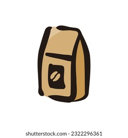 Coffee package - Coffee icon (Hand-drawn line, colored version)