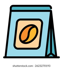 Coffee package icon. Outline coffee package vector icon color flat isolated