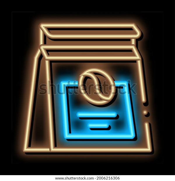 coffee package neon
light sign vector. Glowing bright icon coffee package sign.
transparent symbol
illustration