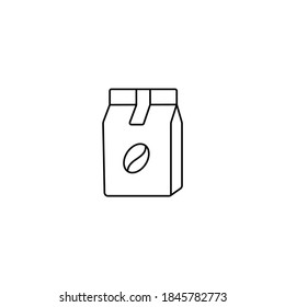 Kaffeepäckchen, einfache dünne Linie, Vektorgrafik