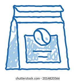coffee package sketch icon vector. Hand drawn blue doodle line art coffee package sign. isolated symbol illustration