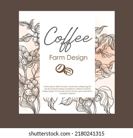 café para el diseño de envases, etiqueta, publicidad de banners y afiches. café del vector de ilustración de dibujo. café de banner para publicidad.