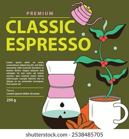 Diseño de embalaje de café con un aroma de café muy tentador