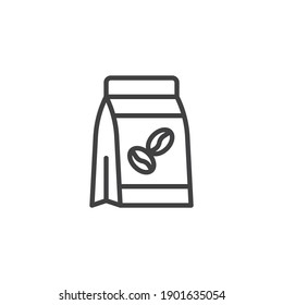 Coffee packaging line icon. linear style sign for mobile concept and web design. Coffee bean package outline vector icon. Symbol, logo illustration. Vector graphics