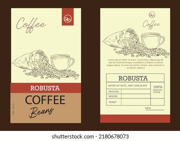 coffee packaging paper of sketch ink. coffee label for packaging template. coffee business of shop or house. coffee vector