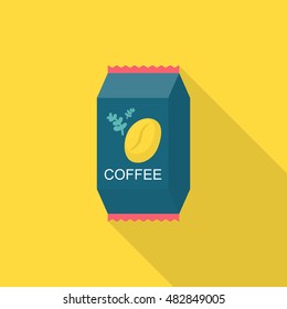Coffee packets icon , Vector flat long shadow design.