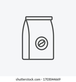 Coffee packing icon isolated on background. Coffee bean bag symbol modern, simple, vector, icon for website design, mobile app, ui. Vector Illustration