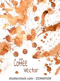 Coffee paint  splashes  isolated on white background.