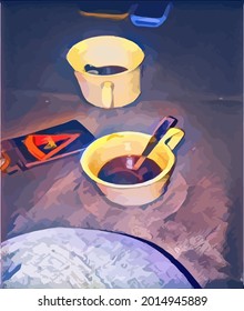 coffee painting with water color. very cool and beautiful 