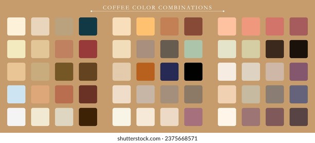 Coffee palette. Trend color palette guide template. An example of a color palette. Forecast of the future color trend. Match color combinations. Vector graphics. Eps 10.