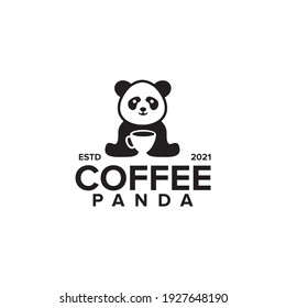 Coffee panda logo design vector template
