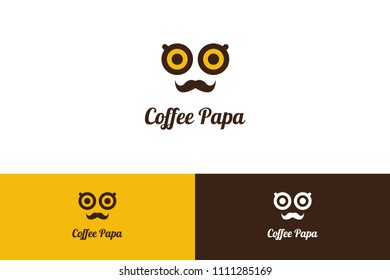 Coffee Papa Logo with Character Illustration
