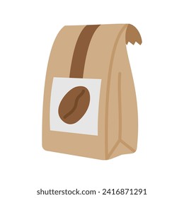 Coffee paper bag icon. Coffee bean bag. Vector illustration