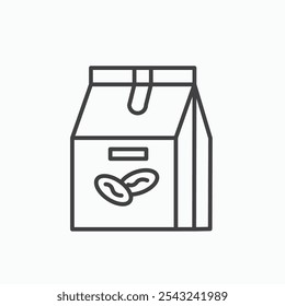 Coffee paper bag icon in black outlined and solid.