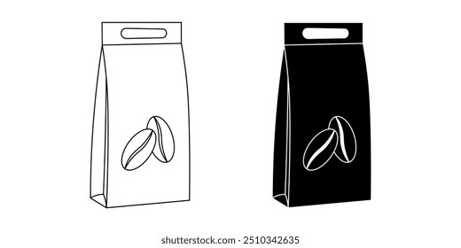 coffee paper bag icon set isolated on white background
