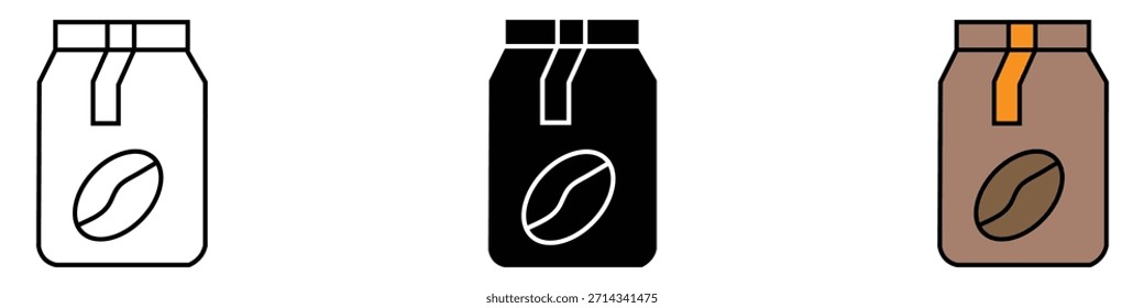 Vector del icono de la bolsa de papel de café. símbolo de la comida de la bebida. Ilustración vectorial.