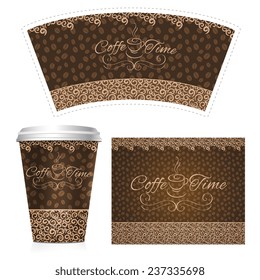 Coffee paper cup 3d realistic plastic container set isolated vector illustration