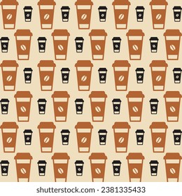 Coffee paper cup abstract creative artwork design trendy seamless pattern vector illustration background