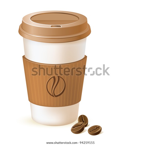 Coffee Paper Cup Cardboard Sleeve Beans Stock Vector (Royalty Free ...