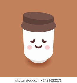 Coffee paper cup cute kawaii style vector illustration