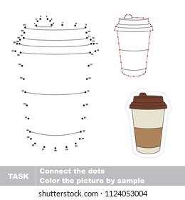 Coffee Paper Cup. Dot to dot educational game for kids.