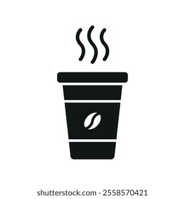 Coffee paper cup drink icon, a sleek and modern vector illustration featuring a takeaway cup with a secure lid and minimalistic