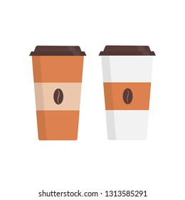 Coffee in paper Cup  flat isolated on white background