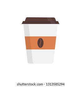 Coffee in paper Cup  flat isolated on white background