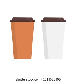 Coffee in paper Cup  flat isolated on white background
