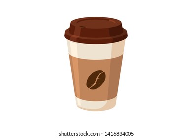 Coffee paper cup flat isolated vector eps10