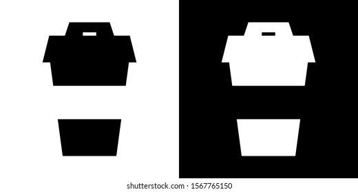 Coffee Paper Cup. Glyph Icon in White and Black Version.