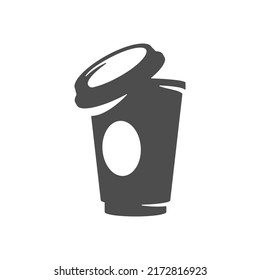 Coffee paper cup hot fragrance morning beverage for taking away comfortable carrying vintage icon vector illustration. Tea drink in open to go disposable container. Cappuccino americano latte mocha