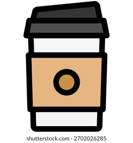 Icono de taza de papel de café en estilo de contorno plano