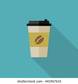 Coffee paper cup icon. Flat illustration of coffee paper cup.
