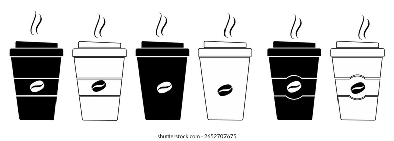 Coffee in Paper Cup Icon in Transparent Background