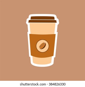 Coffee Paper Cup Icon. Vector Illustration