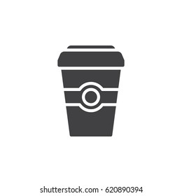 Coffee paper cup icon vector, filled flat sign, solid pictogram isolated on white. Symbol, logo illustration. Pixel perfect