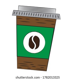 ilustración de taza de papel de café. con el símbolo de frijol de café. archivo modificable eps.
